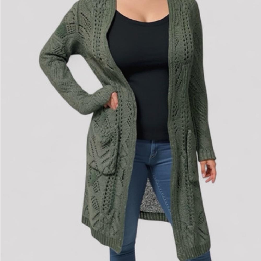 Knox Rose Forest Green Open Front Cardigan